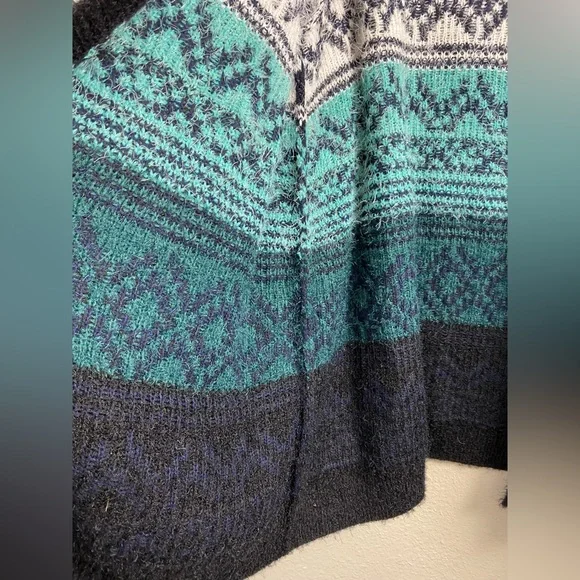 Lane Bryant Knit Open front Sweater Cardigan Blue black Aztec Boho Plus 22/ 24 - Picture 7 of 10